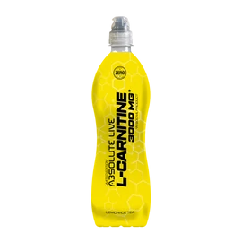 Fehér háttérrel egy Absolute Live L-karnitin ital, Lemon Ice tea ízesítésben.